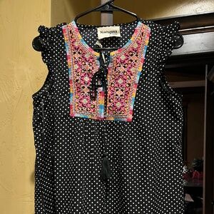 Savanna Jane Embroidered Poka Dot Shirt Size Small